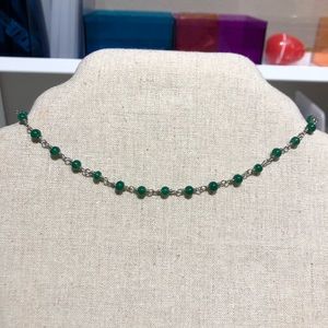green and silver choker necklace